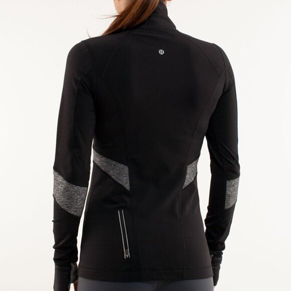 Lululemon Run Distance Pullover Womens 6 Black Long Sleeve Reflective Active Top - Picture 2 of 13
